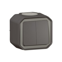 Legrand - Commande double étanche pour réaliser 3 fonctions Plexo IP55 IK08 livrée complet saillie - anthracite - Réf : 069775L