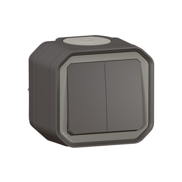 Legrand - Commande double étanche pour réaliser 3 fonctions Plexo IP55 IK08 livrée complet saillie - anthracite - Réf : 069775L