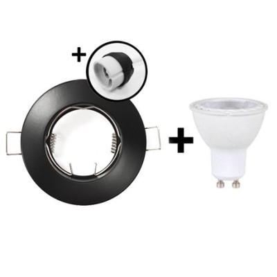 KIT Spot encastré - fixe - 3000k - rond - noir mat - LED 5W - Réf: KRI30041