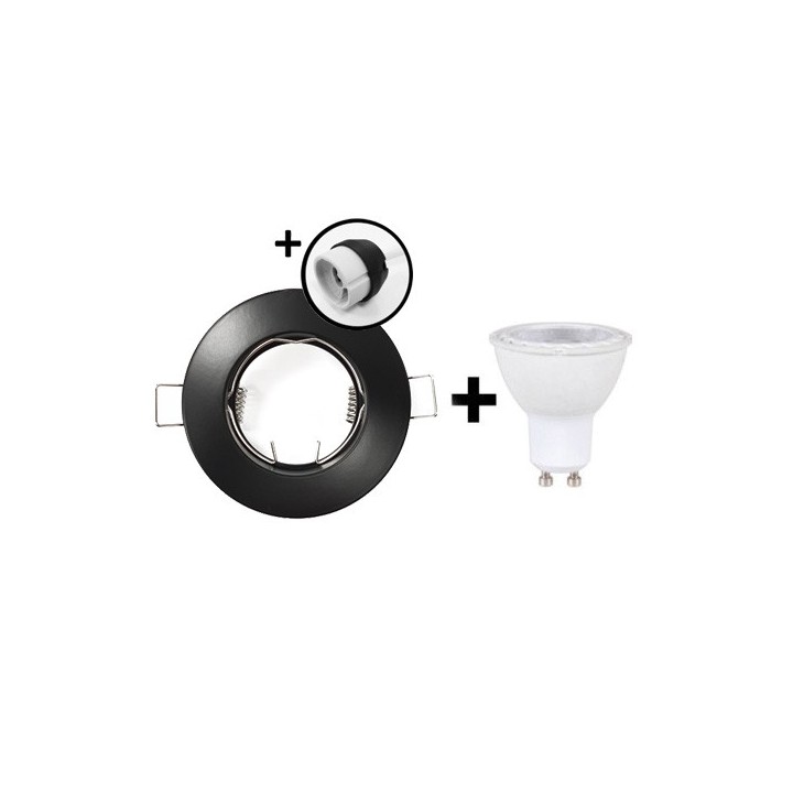 KIT Spot encastré - fixe - 3000k - rond - noir mat - LED 5W - Réf: KRI30041