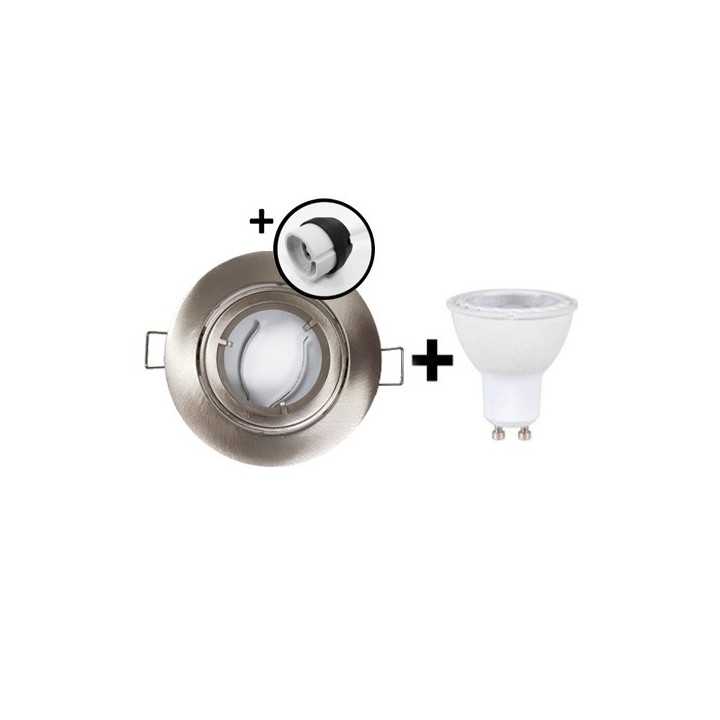 KIT Spot encastré - orientable 1/4 de tour - 3000k - rond - aluminium - LED 5W - Réf: KRI30034