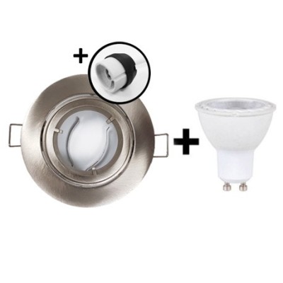 KIT Spot encastré - orientable 1/4 de tour - 4000k - rond - aluminium - LED 5W - Réf: KRI40034
