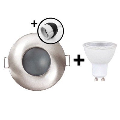 KIT Spot encastré - BBC fixe - 3000k - IP65 - rond - aluminium - LED 5W - Réf: KRI30038