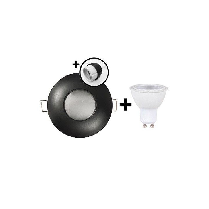 KIT Spot encastré - BBC fixe - 3000k - rond - noir mat - LED 5W - Réf: KRI30048