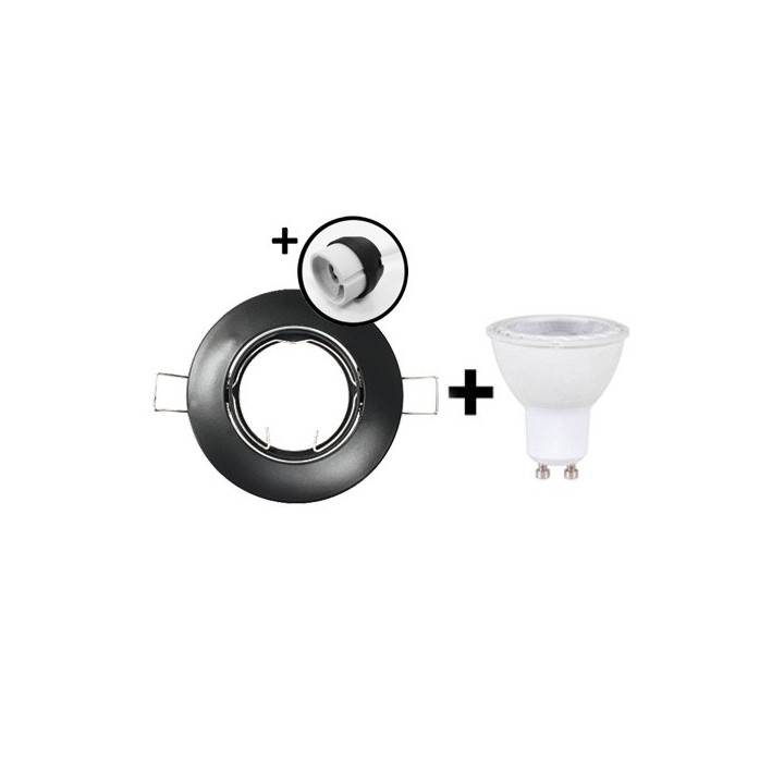 KIT Spot encastré - orientable - 3000k - rond - noir mat - LED 5W - Réf: KRI30042