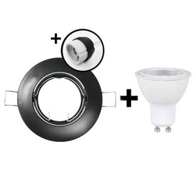 KIT Spot encastré - orientable - 4000k - rond - noir mat - LED 5W - Réf: KRI40042
