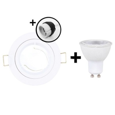 KIT Spot encastré - 1/4 tour - 3000k - IP44 - fixe - blanc - LED 5W - Réf : KRI30025