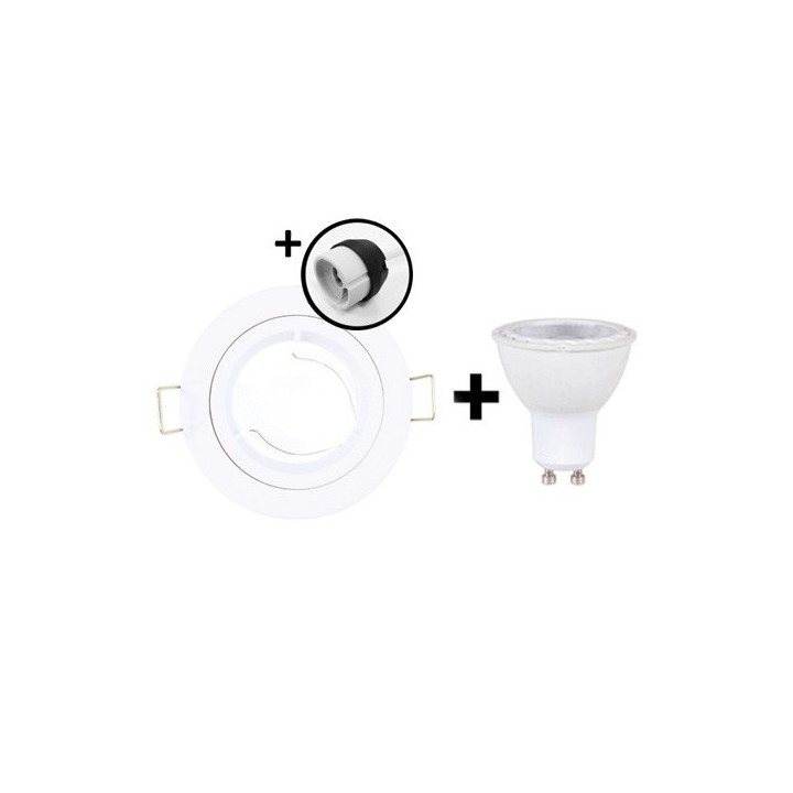 KIT Spot encastré - 1/4 tour - 3000k - IP44 - fixe - blanc - LED 5W - Réf : KRI30025