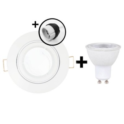 KIT spot encastré - 1/4 tour - IP 44 - orientable - 3000k - blanc - LED 5W - Réf : KRI30026