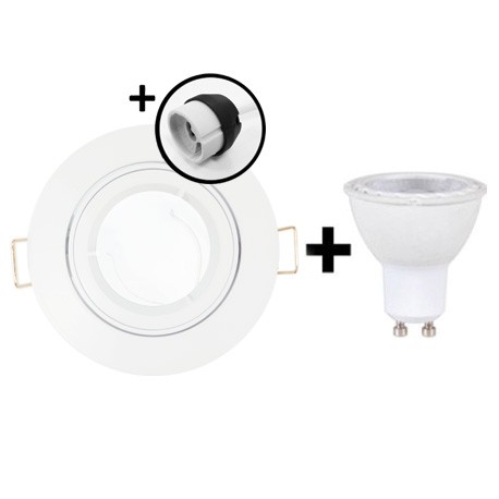 Kit Spot LED Encastrable + Ampoule LED GU10 7W Blanc Neutre + Douille GU10