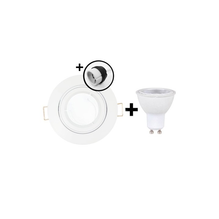 KIT spot encastré - 1/4 tour - IP 44 - orientable - 3000k - blanc - LED 5W - Réf : KRI30026