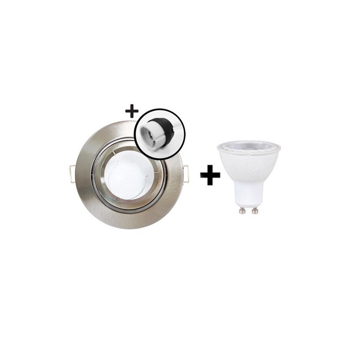 KIT spot encastré - 1/4 tour - IP 44 - orientable - 3000k - aluminium - LED 5W - Réf : KRI30036