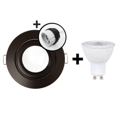 KIT spot encastré - 1/4 tour - IP 44 - orientable - 3000k - noir - LED 5W - Réf : KRI30046
