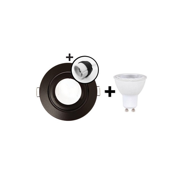 KIT spot encastré - 1/4 tour - IP 44 - orientable - 3000k - noir - LED 5W - Réf : KRI30046