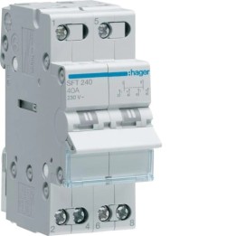 Hager - Inverseur modulaire 2 pôles 40A, point commun amont, I-0-II - Réf : SFT240