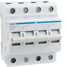 Hager - Inverseur 2 pôles 63A I-0-II - Réf : SF263