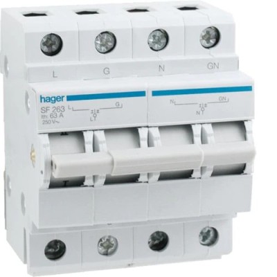 Hager - Inverseur 2 pôles 63A I-0-II - Réf : SF263