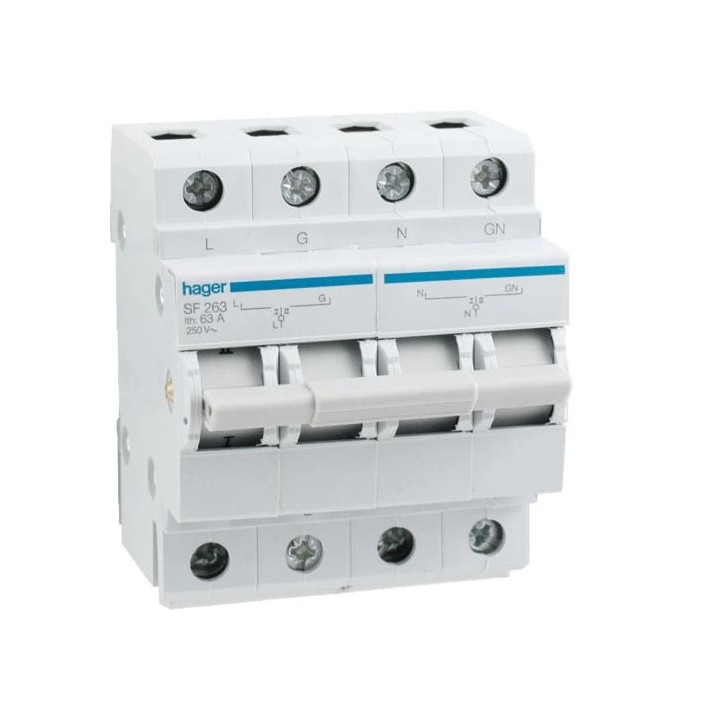 Hager - Inverseur 2 pôles 63A I-0-II - Réf : SF263