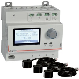 Legrand - Pack Ecocompteur modulaire standard composé d'un écocompteur 412030 et de 3 tores fermés 60A 412008 - Réf : 412031