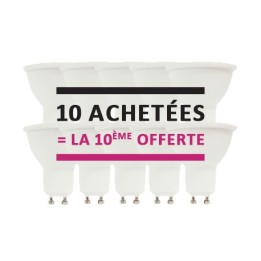 Krisane - lot de 10 ampoules LED GU10 - 7W - 3000K - 120° - Réf: KRI25573(10)