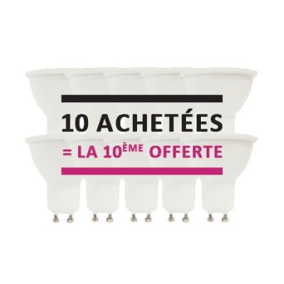 Krisane - lot de 10 ampoules LED GU10 - 7W - 3000K - 120° - Réf: KRI25573(10)