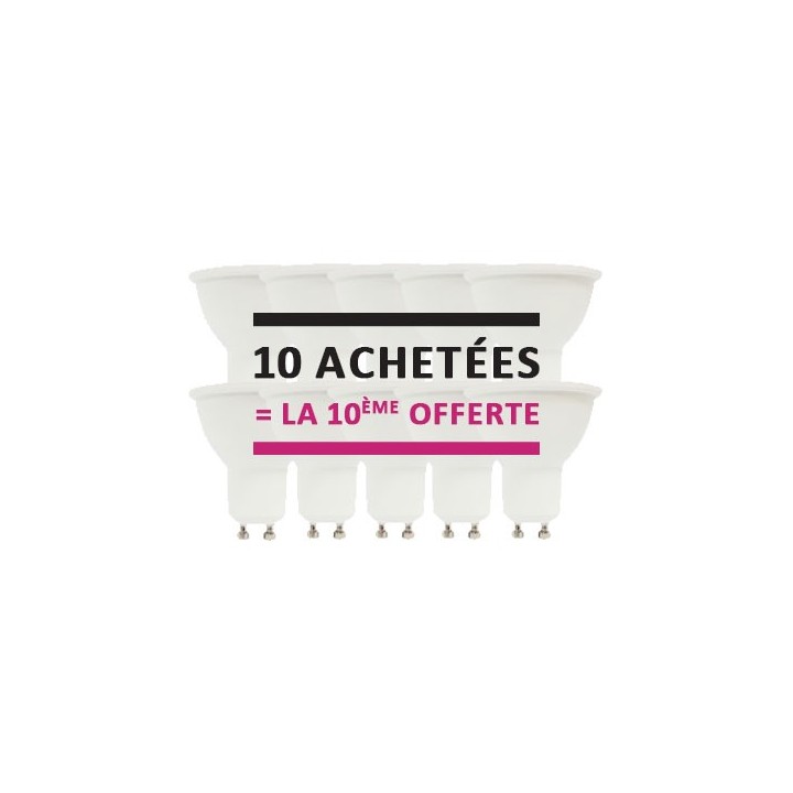 Krisane - lot de 10 ampoules LED GU10 - 7W - 3000K - 120° - Réf: KRI25573(10)