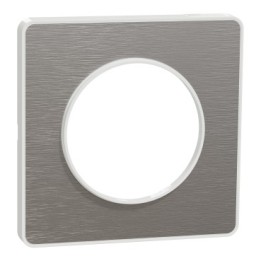 Schneider - Odace Touch - plaque aluminium brossé avec liseré - blanc - 1 poste - Réf : S520802J