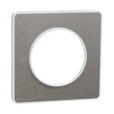 Schneider - Odace Touch - plaque aluminium brossé avec liseré - blanc - 1 poste - Réf : S520802J