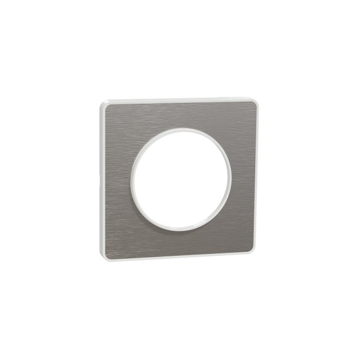 Schneider - Odace Touch - plaque aluminium brossé avec liseré - blanc - 1 poste - Réf : S520802J