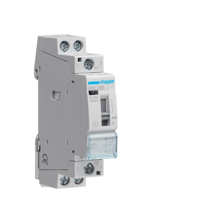 Hager - Contacteur à commande manuelle 25A 2F 230V - Réf : ERC225