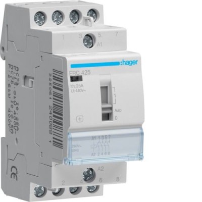 Hager -  Contacteur à commande manuelle 25A 4F 230V - Réf : ERC425
