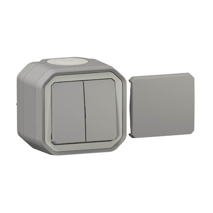 Legrand - Transformeur étanche réversible pour réaliser 5 fonctions Plexo IP55 IK08 complet saillie - gris - Réf : 069719L