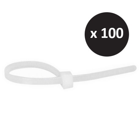 Supports adhésifs blanc 28 x 28 mm pour collier de serrage - Rilsan 100  pièces