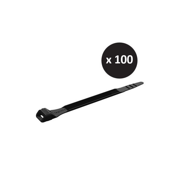 Legrand - 100 Colliers Colson noirs protégés ultraviolets à  denture extérieure 9 x123mm - Réf : 031910