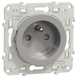 Schneider Odace - Prise de courant 2P+T - Alu - Réf : S530059