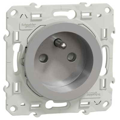 Schneider Odace - Prise de courant 2P+T - Alu - Réf : S530059