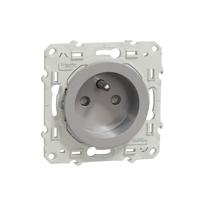 Schneider Odace - Prise de courant 2P+T - Alu - Réf : S530059
