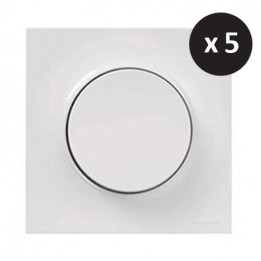 Schneider Odace - Lot de 5 Va et vient 10A - Ensemble Blanc Complet - Réf : SHN0412216
