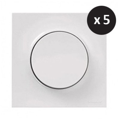 Schneider Odace - Lot de 5 Va et vient 10A - Ensemble Blanc Complet - Réf : SHN0412216