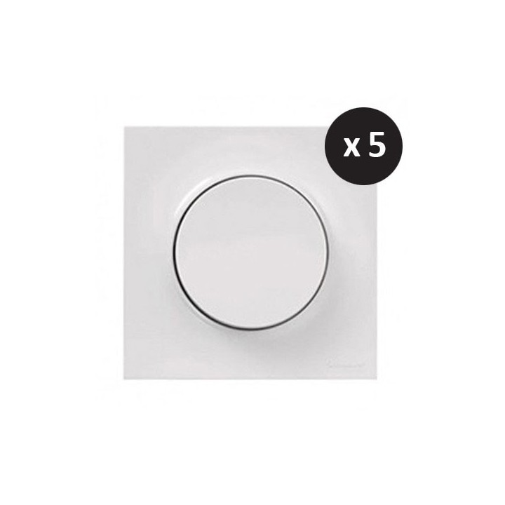 Schneider Odace - Lot de 5 Va et vient 10A - Ensemble Blanc Complet - Réf : SHN0412216