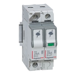 Legrand -  Parafoudre basse tension typeT2 Imax 20kA/pôle - 1P+N 320V~ - 2 modules - Réf : 412224