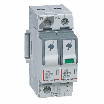 Legrand - Parafoudre basse tension typeT2 Imax 40kA/pôle - 1P+N 320V~ - 2 modules - Réf : 412244