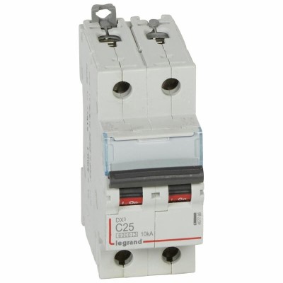 Legrand - Disjoncteur DX³6000 10kA arrivée haute et départ bas à vis 2P - 25A - courbe C - 2 modules - Réf : 407786