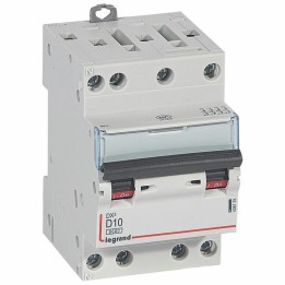 Legrand - Disjoncteur DX³6000 10kA arrivée haute et départ bas à vis 4P 400~ - 10A - courbe D - Réf : 408125