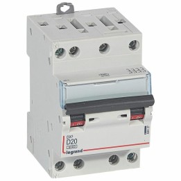 Legrand - Disjoncteur DX³6000 10kA arrivée haute et départ bas à vis 4P 400~ - 20A - courbe D - Réf : 408127
