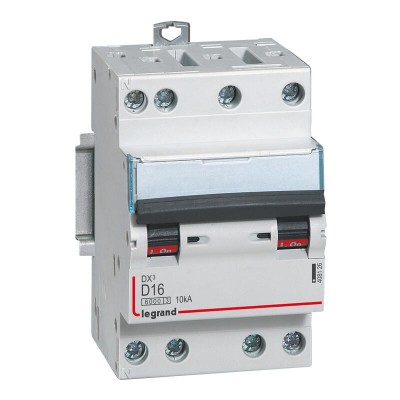 Legrand - Disjoncteur DX³6000 10kA arrivée haute et départ bas à vis 4P 400~ - 16A - courbe D - Réf : 408126