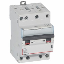 Legrand - Disjoncteur DX³6000 10kA arrivée haute et départ bas à vis 4P 400~ - 25A - courbe D - Réf : 408128