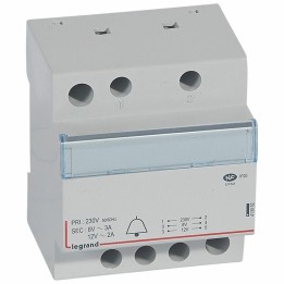Legrand - Transformateur pour sonnerie 230V vers 12V ou 8V - 24VA - 4 modules - Réf : 413092