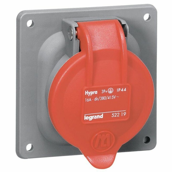 Legrand -  Prise fixe Hypra IP44 63A - 380V~ à 415V~ - 3P+N+T - plastique - Réf : 053824