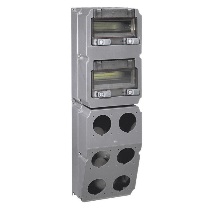 Legrand - Coffret à composer Hypra prépercé avec rail 2x9 modules pour 6 prises 16A ou 32A 740x230x181mm - Réf : 059848